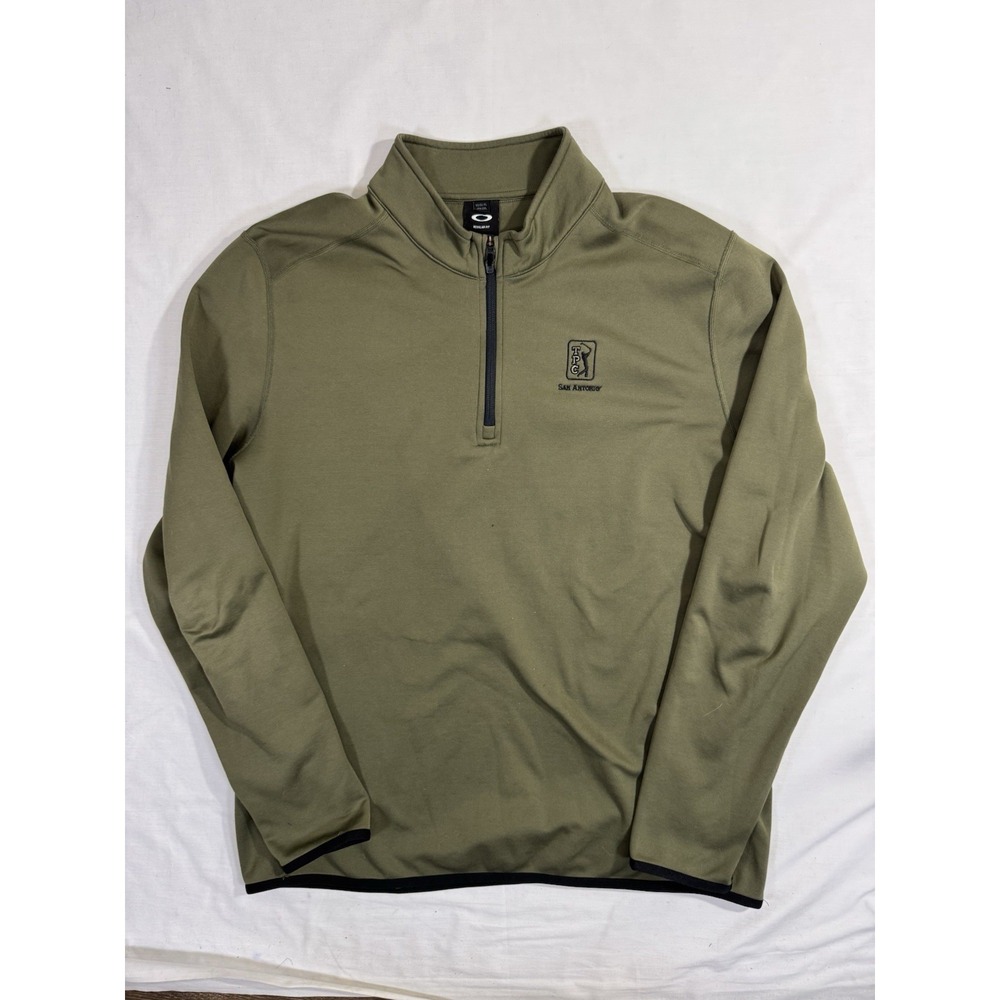 Oakley Sweater Mens XL Green Black 1/4 Zip Long Sleeve Pullover TPC San Antonio